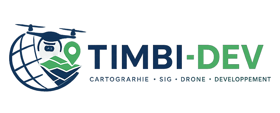 Logo TIMBI-DEV avec drone, cartographie et géolocalisation